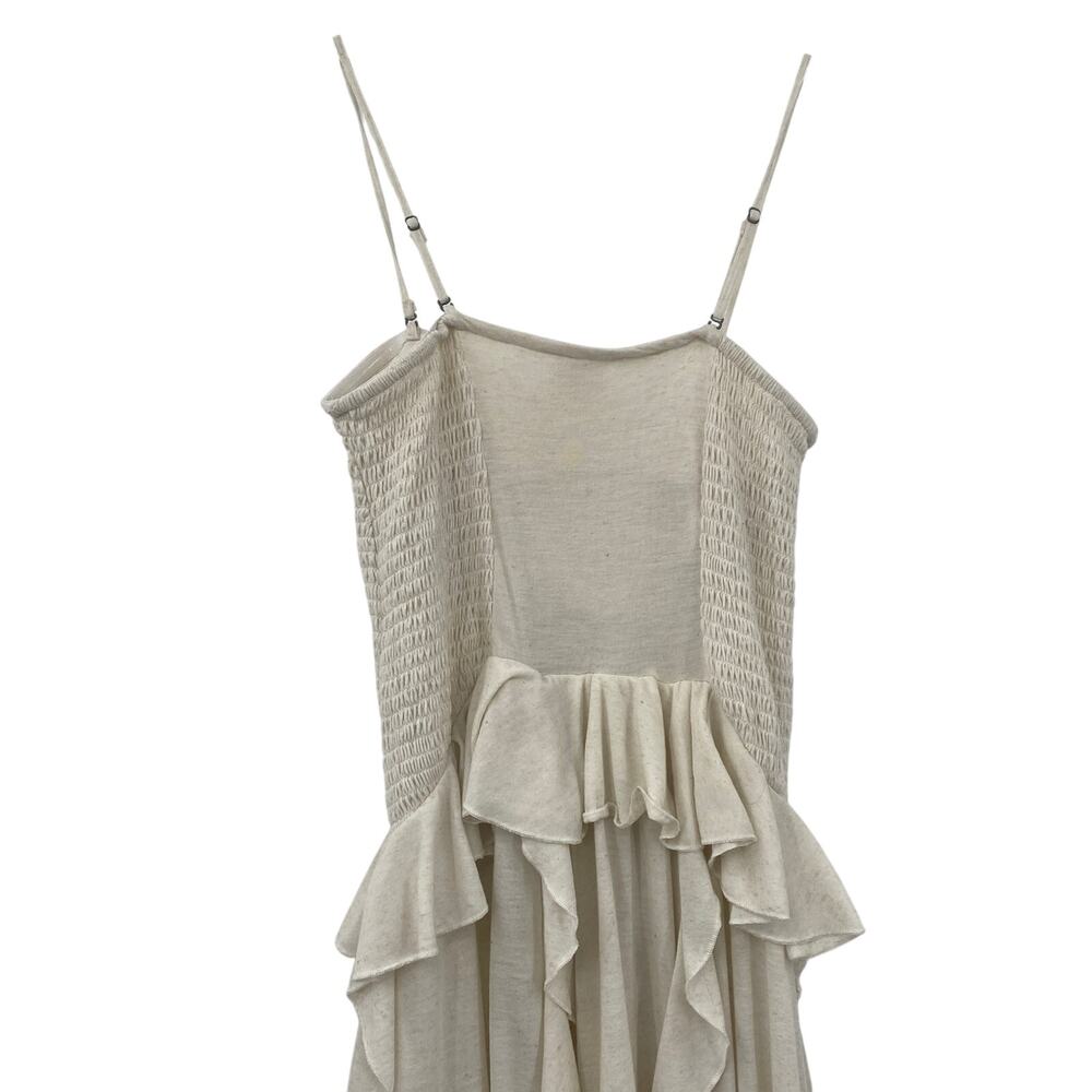 Free People Myra Maxi Dress Ruffled Convertible Straps Side Slits Linen Blend M - Picture 5 of 8